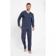 Пижама , брюки, лонгслив, размер XL, синий TARO