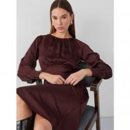 Платье-футляр , атлас, вечернее, прилегающее, миди, размер 52, коричневый Vittoria Vicci