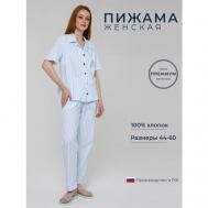 Пижама , размер 52, белый, голубой Алтекс