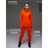 Костюм , худи и брюки, спортивный стиль, свободный силуэт, утепленный, размер 50, оранжевый Modellini