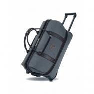 Сумка дорожная тележка для багажа  sh/054т/сер, 50 л, 27х37х51 см, опорные ножки, выдвижная ручка, с увеличением объема, серый, коричневый SHANT MOSCOW