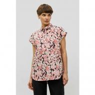 Блуза  , нарядный стиль, прямой силуэт, короткий рукав, трикотажная, без карманов, флористический принт, размер 46, розовый Baon