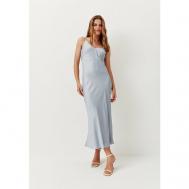 Платье-комбинация , вискоза, в бельевом стиле, полуприлегающее, миди, размер 42, голубой, серый TO BE ONE