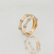 Кольцо помолвочное , желтое золото, 585 проба, родирование, бриллиант, размер 17, бесцветный Gatamova