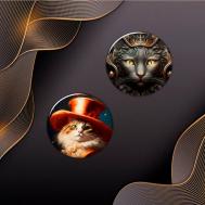 Комплект значков  Значки на одежду с кошками 2 шт комплект подарочный, 2 шт. Фартоvый