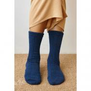 Носки  унисекс , 1 пара, на Новый год, ослабленная резинка, антибактериальные свойства, утепленные, размер 40-42, синий Монголка