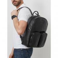 Рюкзак , натуральная кожа, отделение для ноутбука, вмещает А4, внутренний карман, ручная работа, черный Mutaale