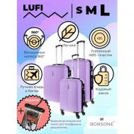 Комплект чемоданов , 3 шт., 91 л, размер S/M/L, фиолетовый LUFI