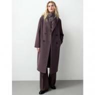 Пальто-кокон   демисезонное, демисезон/зима, шерсть, средней длины, размер 42/170, бордовый Pompa
