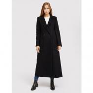 Пальто   зимнее, шерсть, силуэт прямой, размер 40, черный Twinset Milano