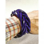 Славянский оберег, плетеный браслет, 1 шт., размер 18 см, размер one size, диаметр 6 см, фиолетовый, синий Хельга Шванцхен, LeatherCA