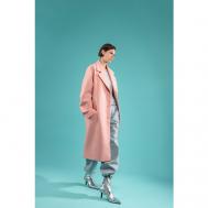Пальто , силуэт прямой, удлиненное, карманы, без капюшона, размер S, розовый Z N W R