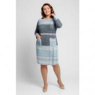 Платье , размер 54, синий, серый Текстильная мануфактура