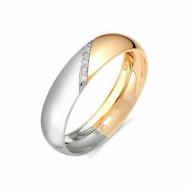 Кольцо , комбинированное золото, 585 проба, бриллиант, размер 16 BRILLIANT STYLE