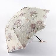 Зонт механика, 3 сложения, купол 89 см., 8 спиц, чехол в комплекте, для женщин, бежевый WASABI TREND