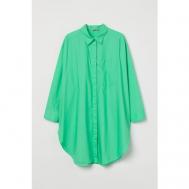 Рубашка  , повседневный стиль, свободный силуэт, манжеты, однотонная, размер 3XL, зеленый H&M