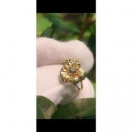 Перстень  Золотая сказка, желтое золото, 585 проба, родирование, бриллиант, размер 17, желтый Альдзена
