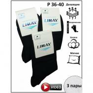 Носки , 3 пары, размер 36-40, черный LIMAX