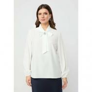 Блуза  , прямой силуэт, длинный рукав, однотонная, размер 48, белый MIO IMPERATRICE