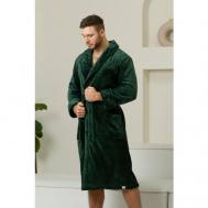Халат , длинный рукав, карманы, пояс/ремень, утепленная, размер L/XL - 48/50, зеленый IntimoAmore