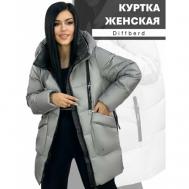 куртка  зимняя, силуэт прямой, капюшон, размер 50, серый Diffberd