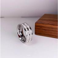 Кольцо , нержавеющая сталь, фианит, размер 17, серебряный Innuendo