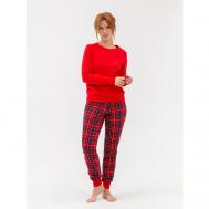 Комплект , брюки, джемпер, длинный рукав, пояс на резинке, размер 52, красный Lilians