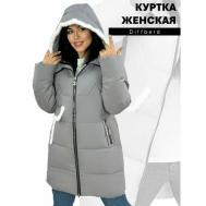куртка  зимняя, средней длины, силуэт прямой, карманы, размер 52, серый Diffberd