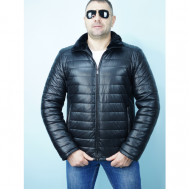 Кожаная куртка  куртка мужская на меху, размер 60, черный REPUBLICONTI