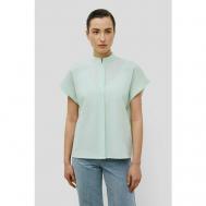 Блуза  , классический стиль, свободный силуэт, короткий рукав, без карманов, трикотажная, однотонная, размер 42, зеленый Baon