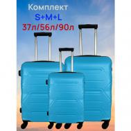 Комплект чемоданов  Yel-677, 3 шт., 90 л, размер S/M/L, голубой Top travel