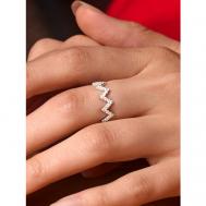Кольцо на две фаланги  Кольцо серебряное женское на фалангу ювелирное, серебро, 925 проба, родирование, фианит, размер 13, белый, серый Miestilo