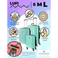 Комплект чемоданов , 3 шт., 91 л, размер S/M/L, зеленый LUFI