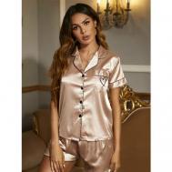 Пижама , рубашка, шорты, укороченный рукав, размер М, розовый Soly Hux