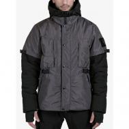 куртка  зимняя, силуэт свободный, капюшон, утепленная, внутренний карман, размер XL, черный, серый IGAN