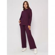 Костюм, лонгслив и брюки, повседневный стиль, прилегающий силуэт, размер 52, фиолетовый Fashion Margo