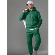 Костюм , худи и брюки, свободный силуэт, утепленный, карманы, капюшон, размер 54, зеленый Marat
