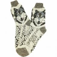 Мужские носки , 1 пара, классические, на 23 февраля, на Новый год, вязаные, размер 41-44, серый Рассказовские носки
