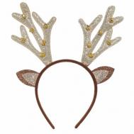 (НГ)Ободок карнавальный, 13х14 см, детский, полиэстер/пластик, коричневый, Рожки, Winter deer Kuchenland