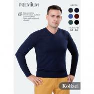 Пуловер , кашемир, силуэт прямой, размер L, синий Kolizei