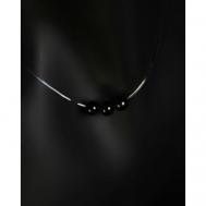 Чокер-невидимка Черный турмалин (Шерл), вариант №1 - натуральный камень, длина 45 см - наполняет энергией Grow'n up