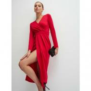 Платье с запахом , прилегающее, миди, размер XL, красный Vittoria Vicci