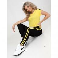 Костюм , футболка и легинсы, спортивный стиль, полуприлегающий силуэт, размер 52, черный, желтый IvCapriz