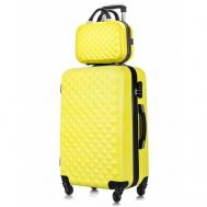 Комплект чемоданов  Phatthaya, 2 шт., ABS-пластик, рифленая поверхность, опорные ножки на боковой стенке, износостойкий, размер M, желтый L'Case