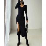 Платье-лапша прилегающее, миди, размер S, черный ByGretaSwimwear