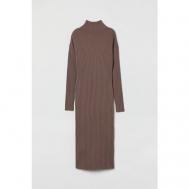 Платье-лапша , повседневное, прилегающее, миди, размер S, коричневый H&M