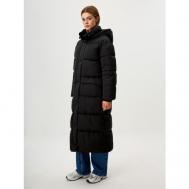 куртка   зимняя, силуэт прямой, стеганая, регулируемый капюшон, карманы, манжеты, размер S INT, черный SELA