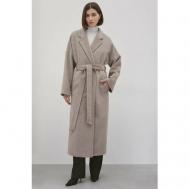 Пальто-халат   демисезонное, демисезон/зима, шерсть, удлиненное, размер L, бежевый I Am Studio