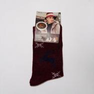 Женские носки , на Новый год, размер 36/41, бордовый, мультиколор SOSETE