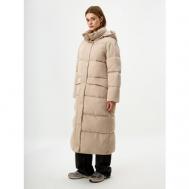 куртка  , демисезон/зима, силуэт прямой, стеганая, регулируемый капюшон, карманы, манжеты, размер S INT, бежевый SELA
